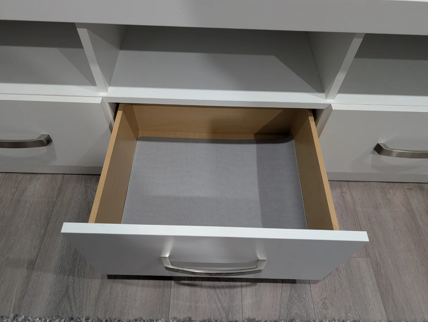 White TV Media Console with Three Drawers - photo 4