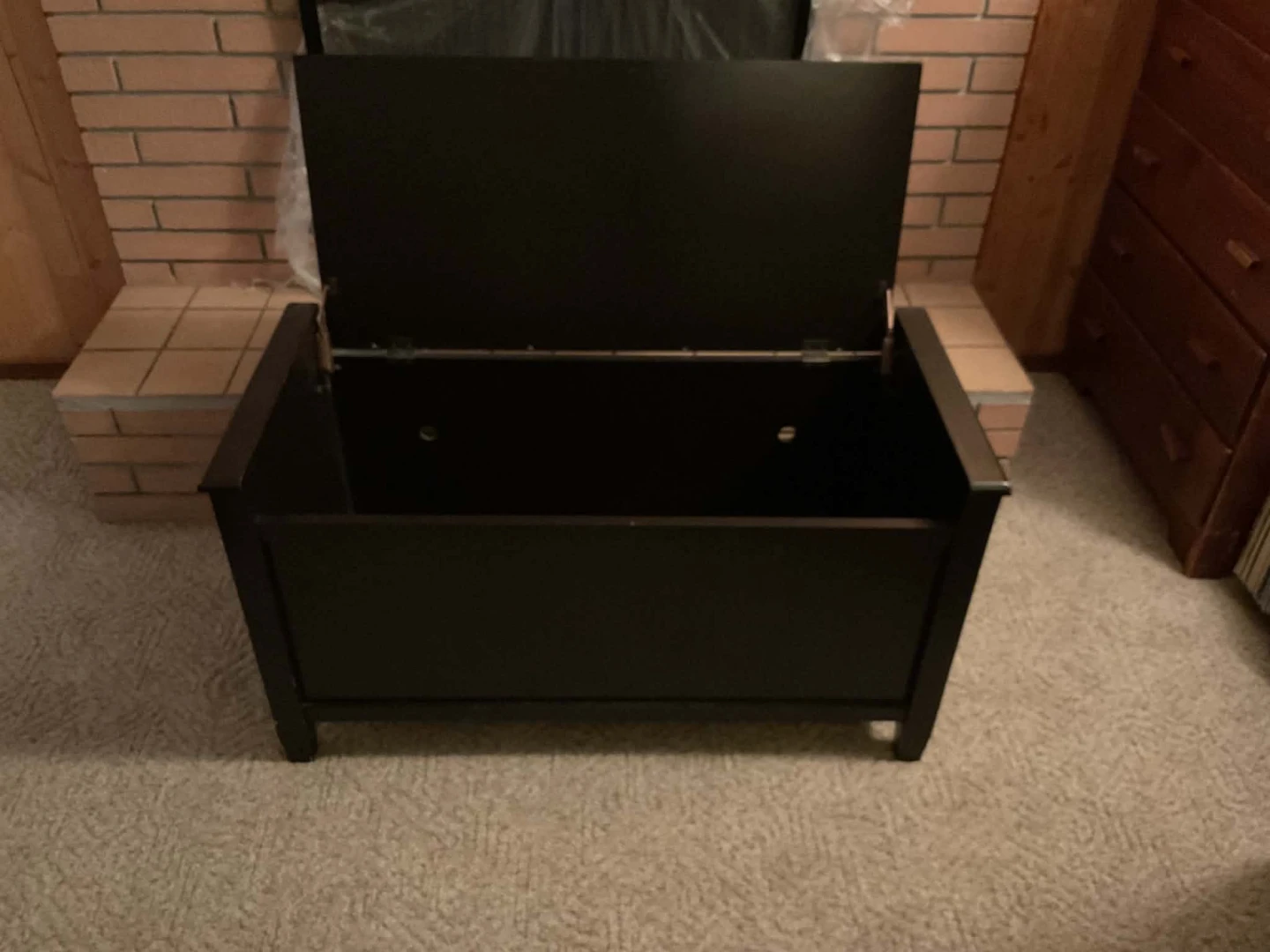 Dark Brown Storage Bench with Cushion - photo 3
