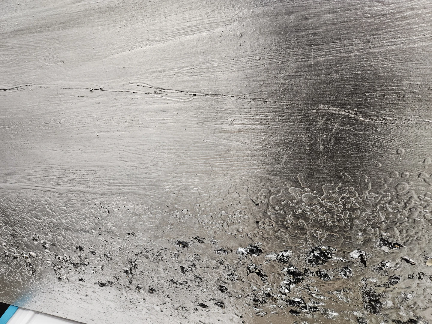 Large Textured Abstract Silver Painting - photo 2