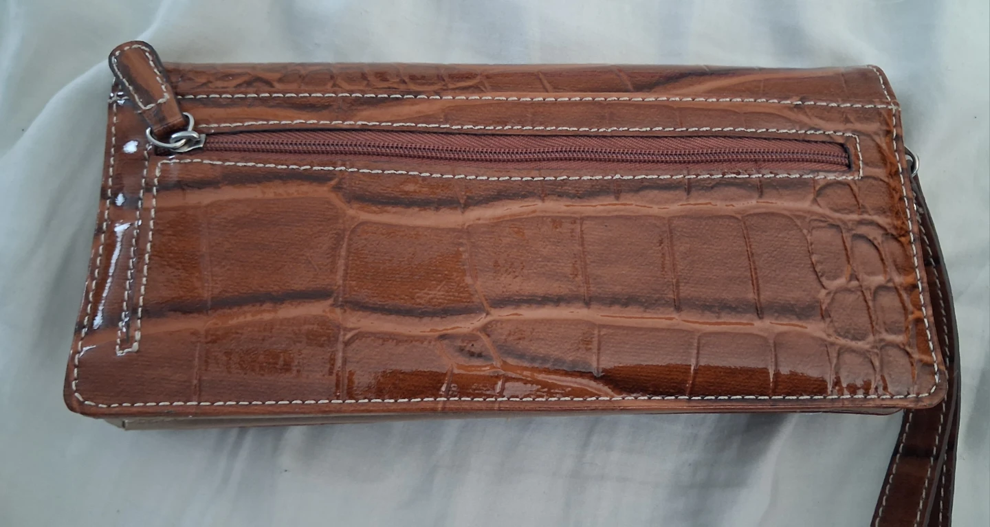 Mac & Jac Brown Faux Crocodile Wristlet Wallet🏈 - photo 3