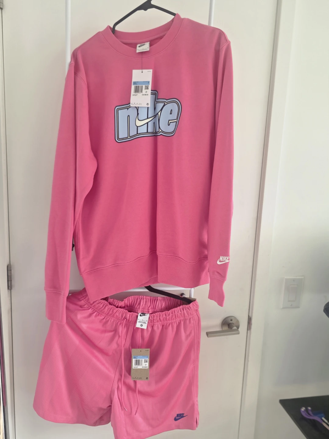 Nike Pink Crewneck and Shorts Set