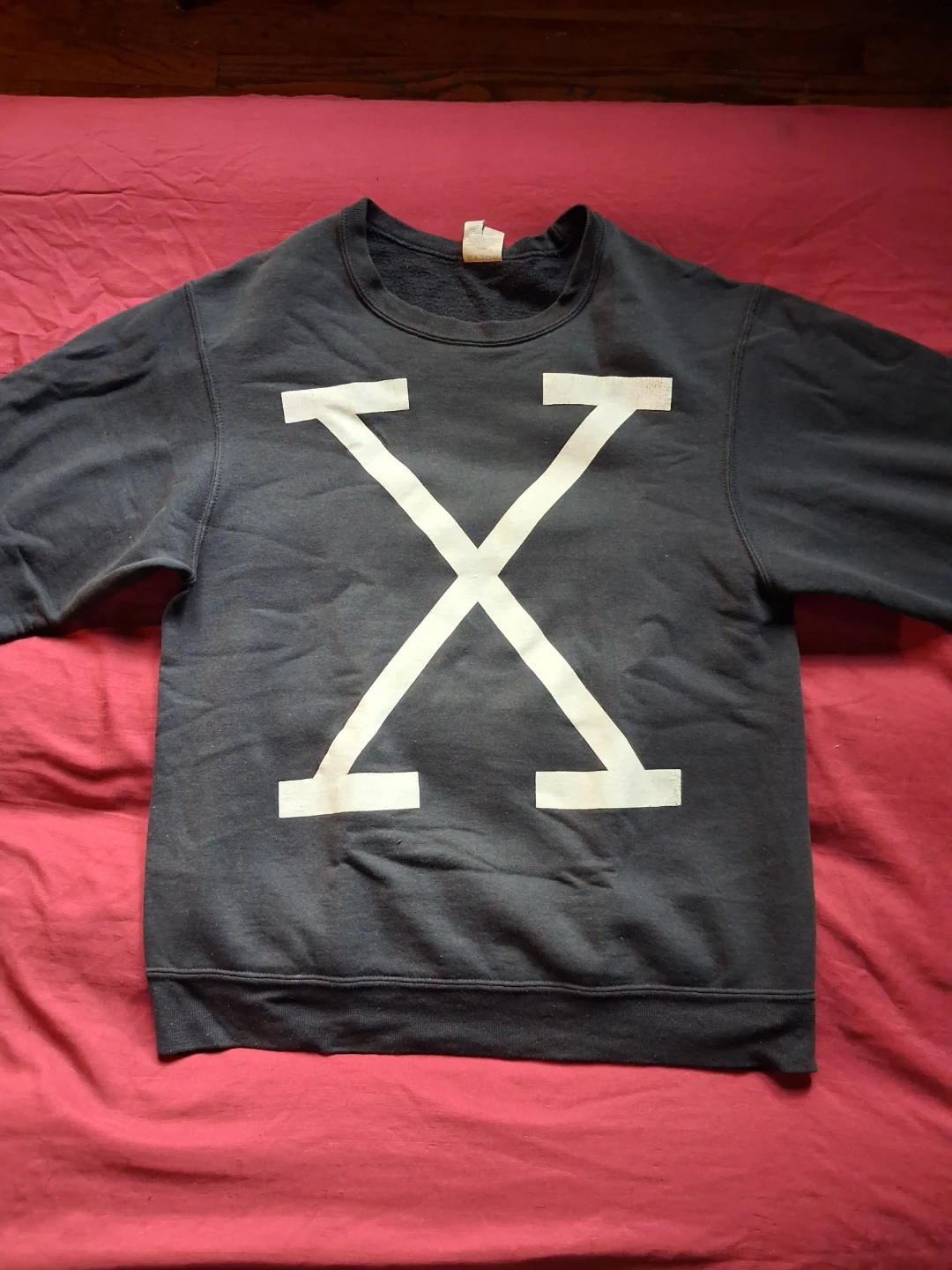 Black Crewneck Sweatshirt with White X Print