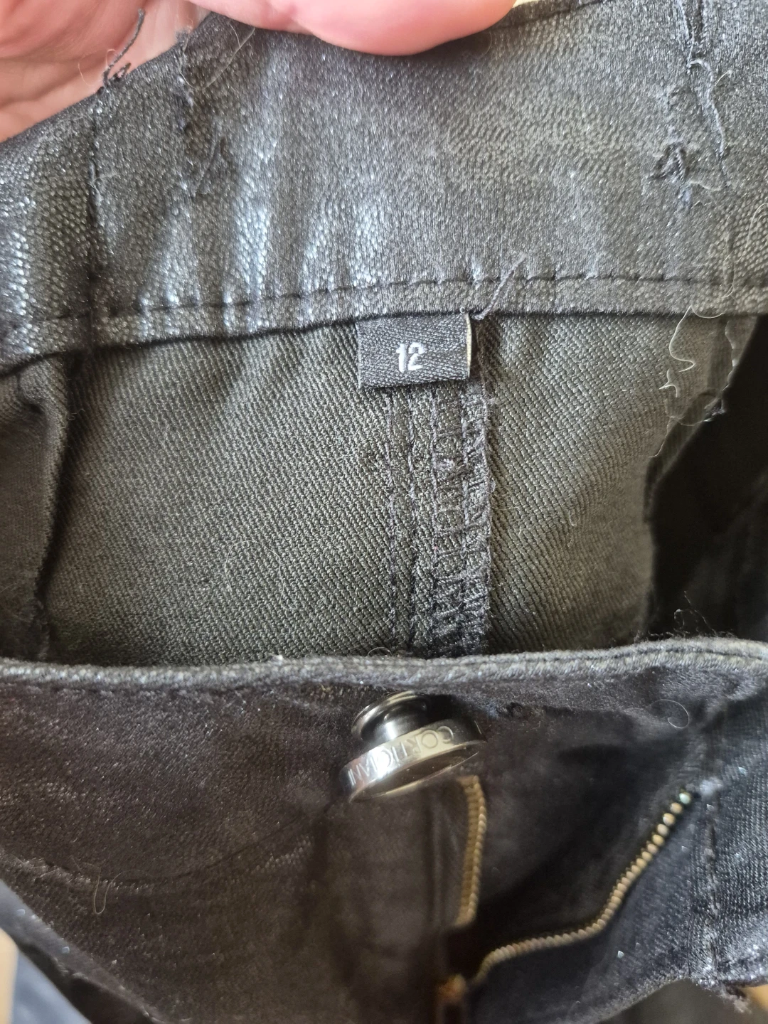 Size 12 NEW Cortigiani Black Coated Pants - photo 2