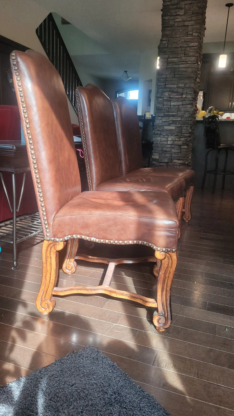 Brown Faux Leather Dining Chairs - photo 3