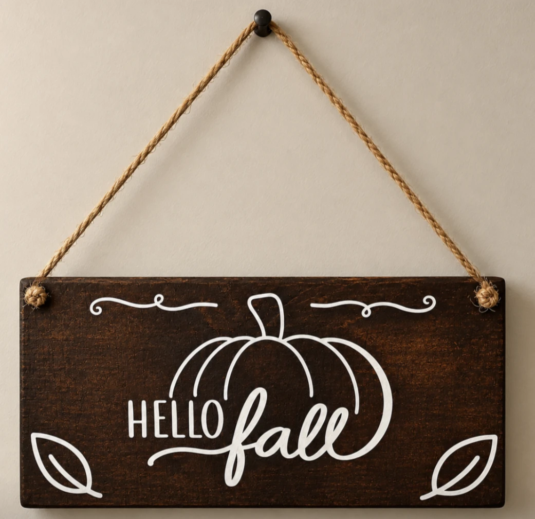 Handmade 'Hello Fall' Wooden Sign – Rustic Autumn Porch Decor