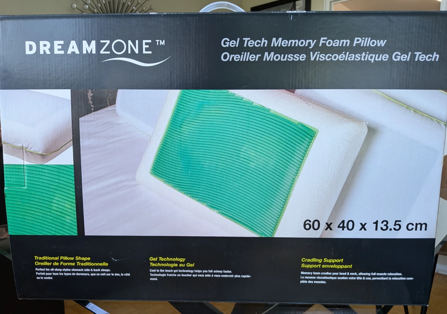 NEW - Gel-Pad Memory Foam Cooling Bed Pillow