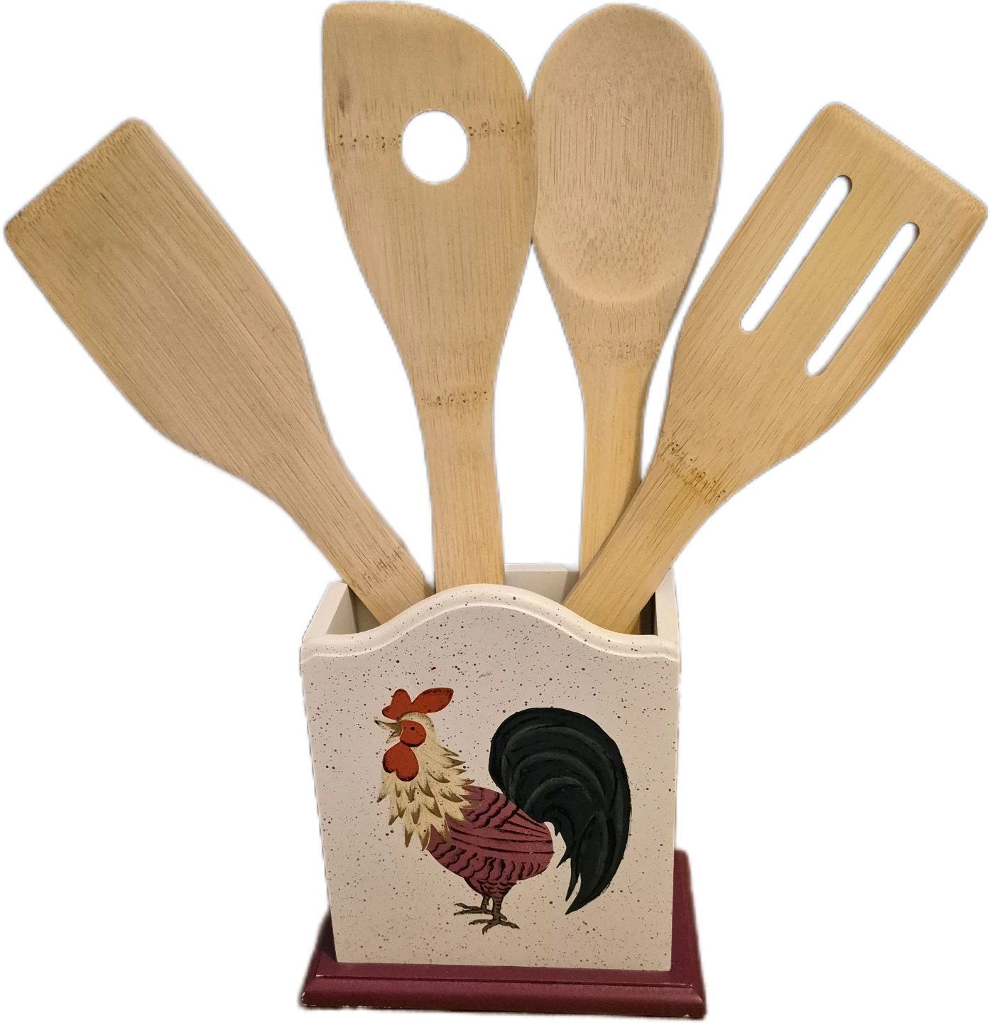 Bamboo Kitchen Utensil Set with Rooster Holder - photo 2