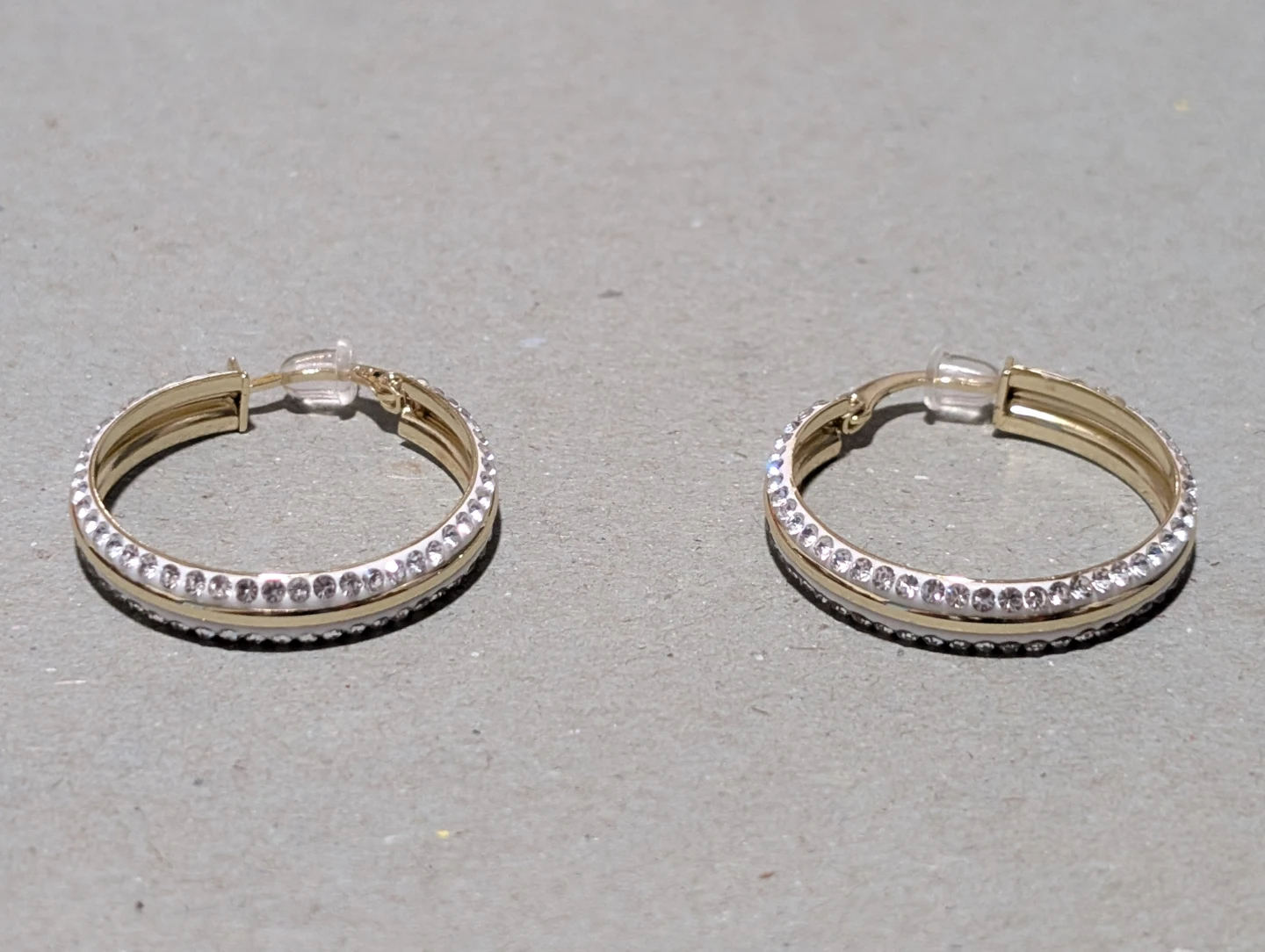 NEW: Gold Tone Hoop Earrings with Crystals - photo 2
