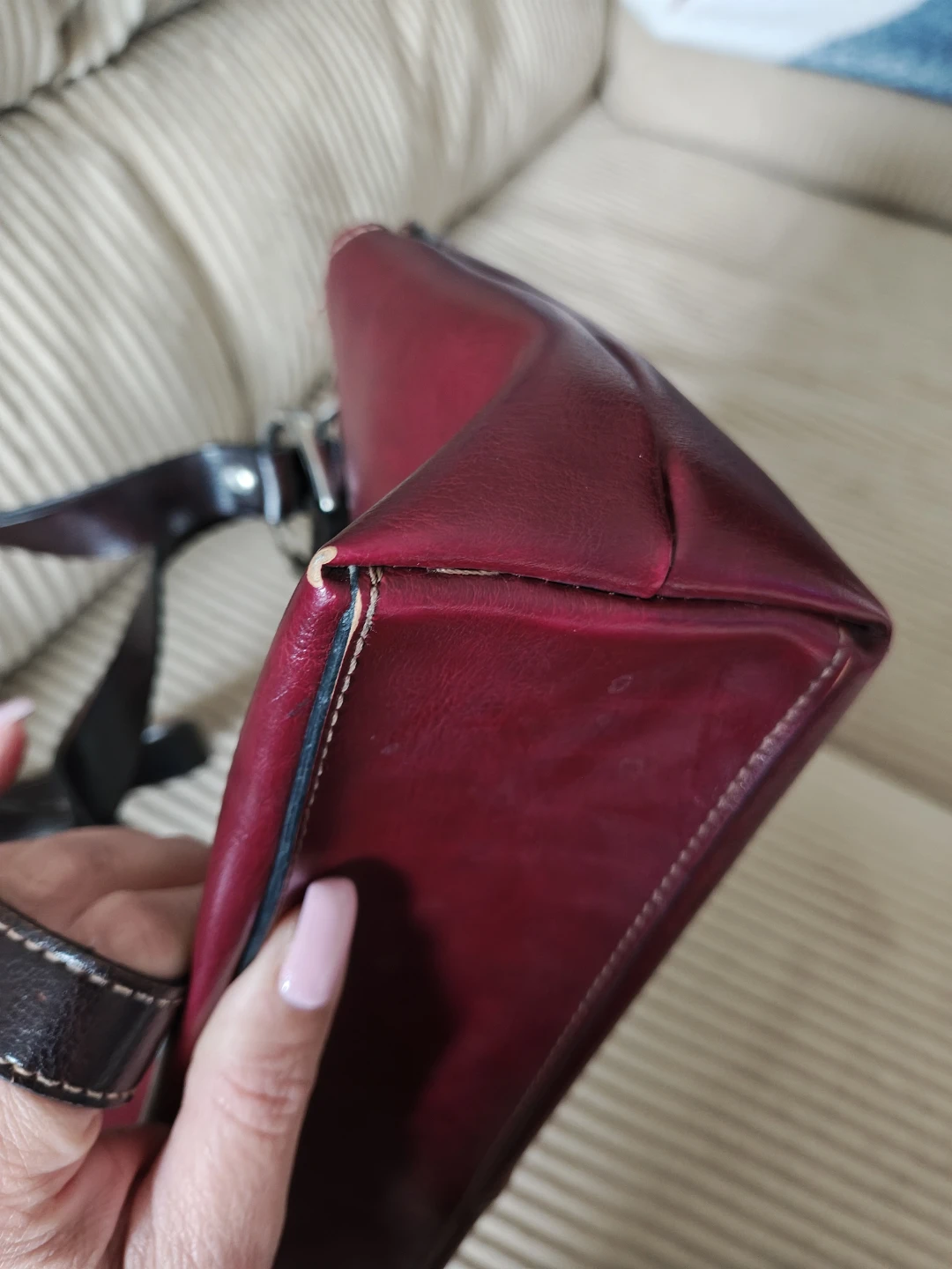 Red leather handbag - photo 4