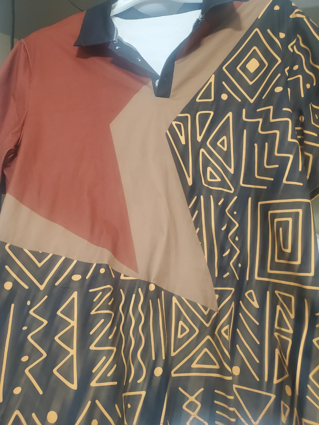 Abstract Geometric Print Polo Shirt