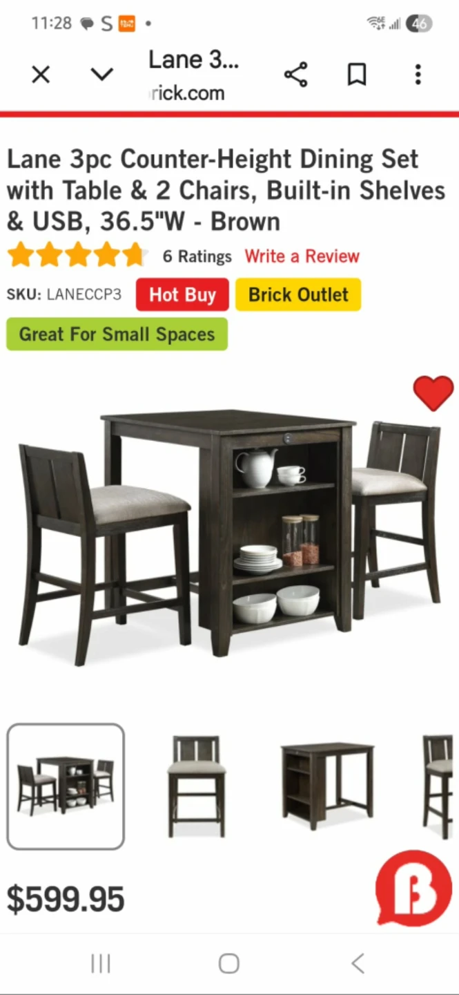 Homelegance 3pc Counter-Height Dining Set - photo 5