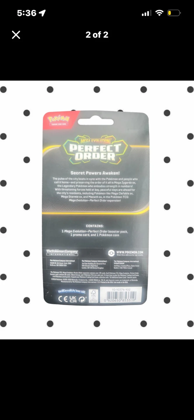 Pokemon TCG Mega Evolution Perfect Order Blister Pack - photo 2