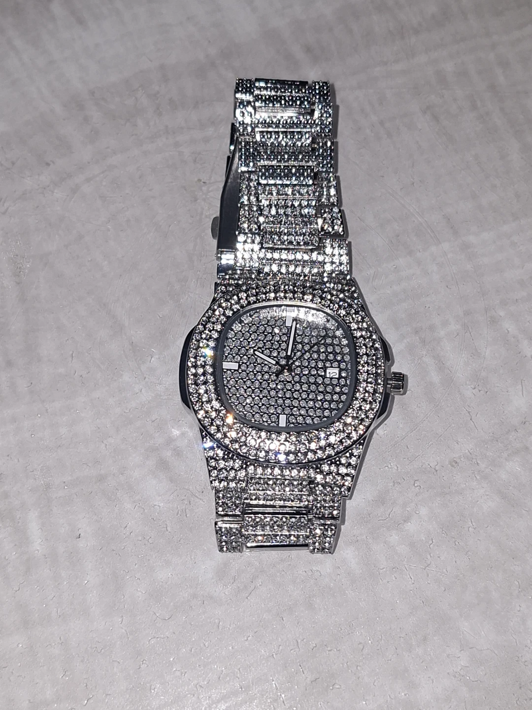 Iced Out Rhinestone Analog Watch