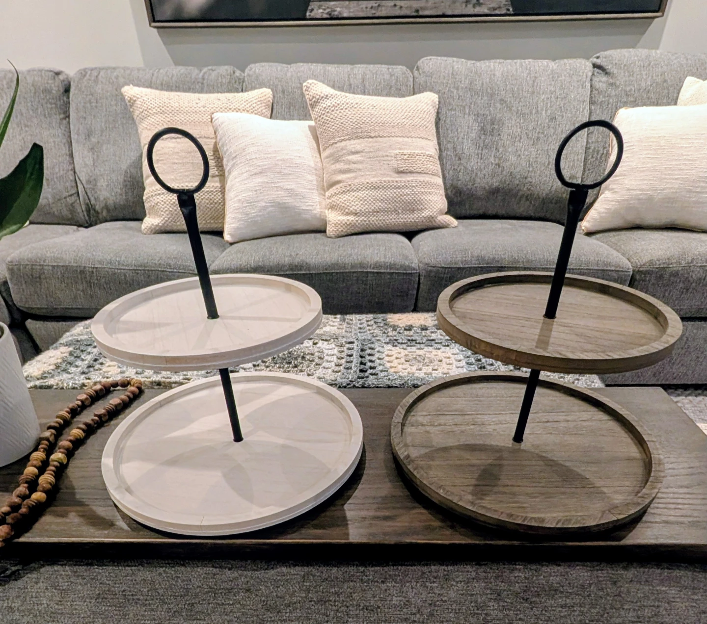 Two-Tiered Wooden Serving Trays