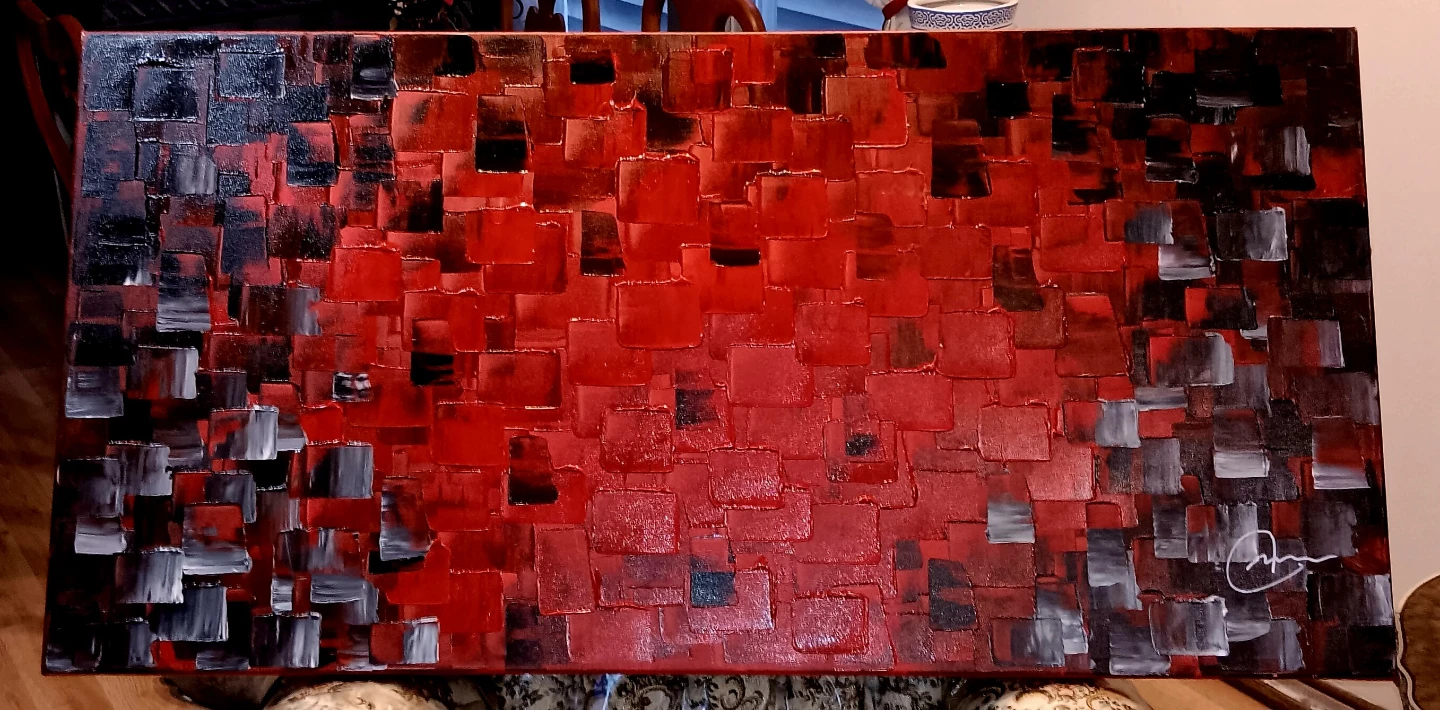 Large Original Abstract Painting - Red Black - photo 4