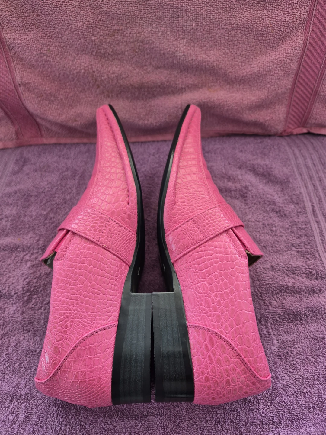 Pink Crocodile Print Loafer Shoes - photo 4