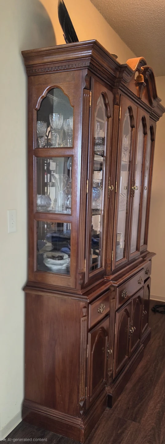 Lighted China Cabinet with Glass Doors