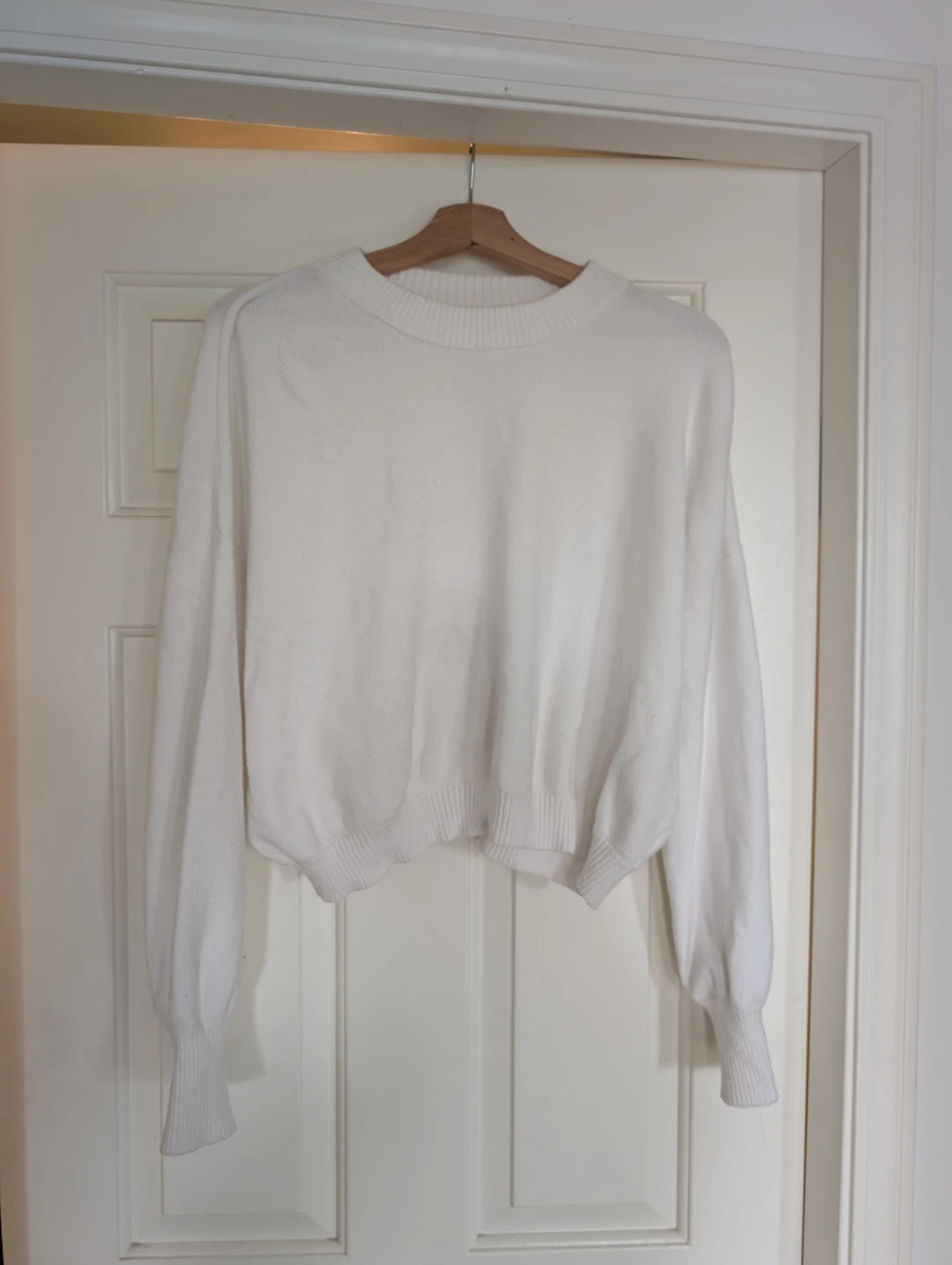 White Knit Crewneck Sweater