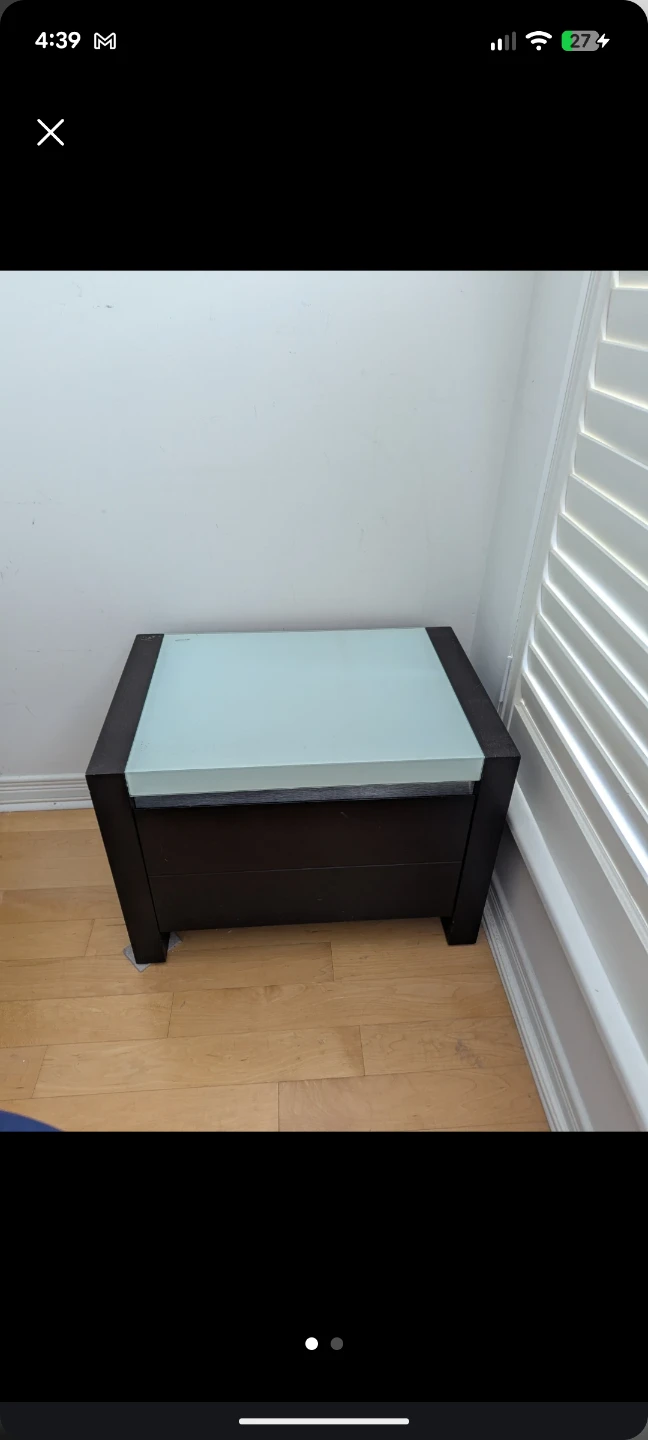 Upcountry Modern Nightstand Dark Wood with Glass Top