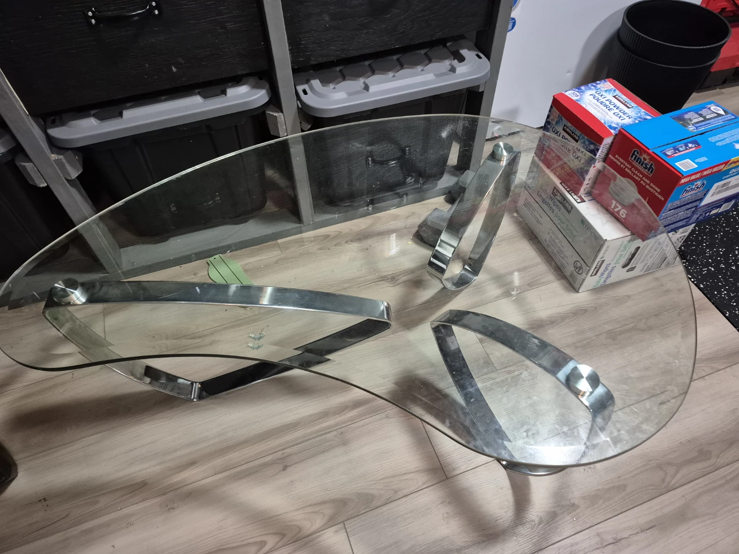 Modern Glass Coffee Table with Chrome Base