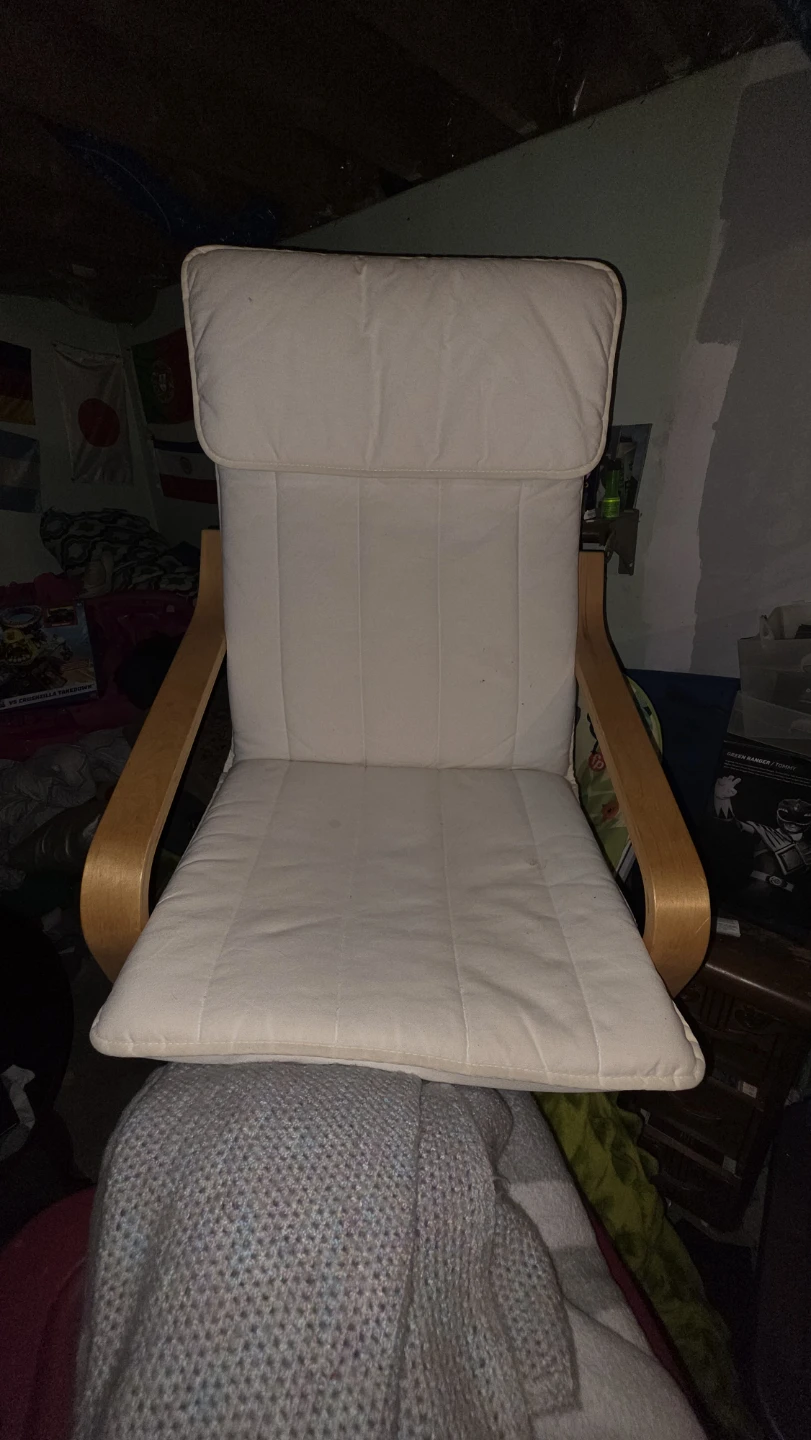 IKEA Cream Accent Chair with Wooden Frame