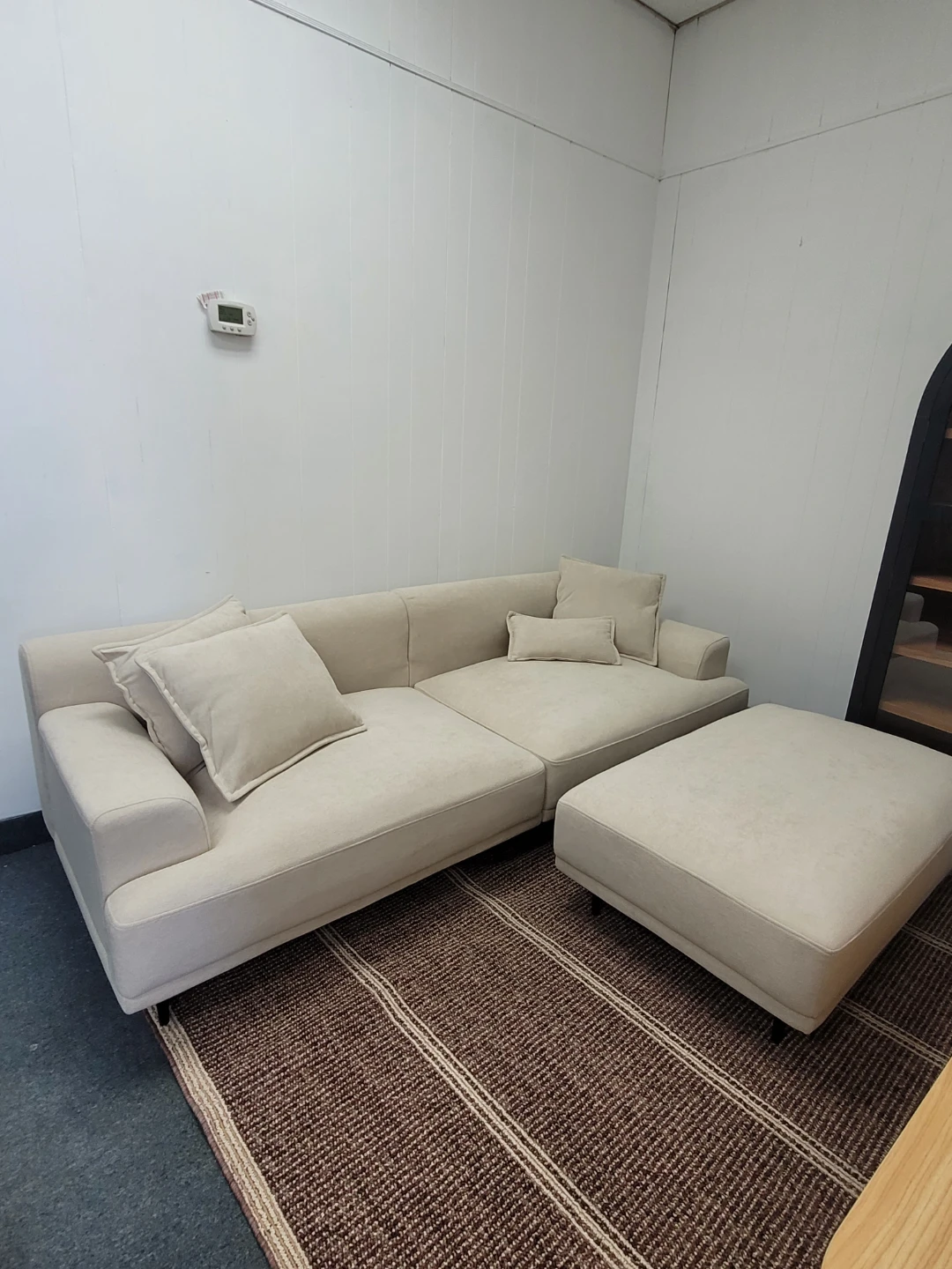 Beige Modular Sofa with Ottoman comes in factory sealed box