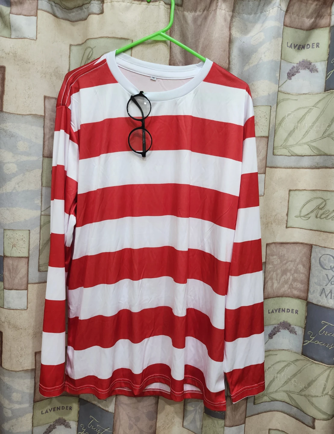 Waldo Costume Shirt and Glasses Set