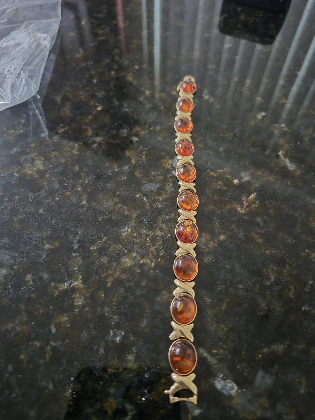 Amber and Gold Tone Bracelet - photo 3