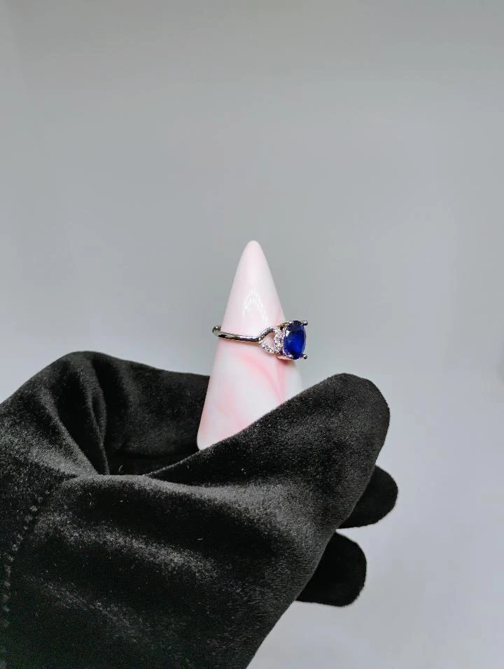 Blue Oval Love Symbol 925 Silver Ring - photo 3