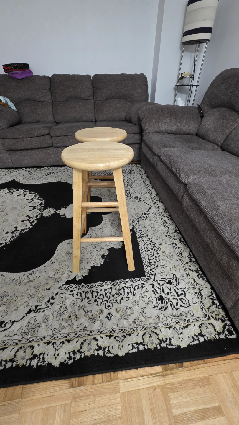 Two Natural Wood Round Bar Stools - photo 4