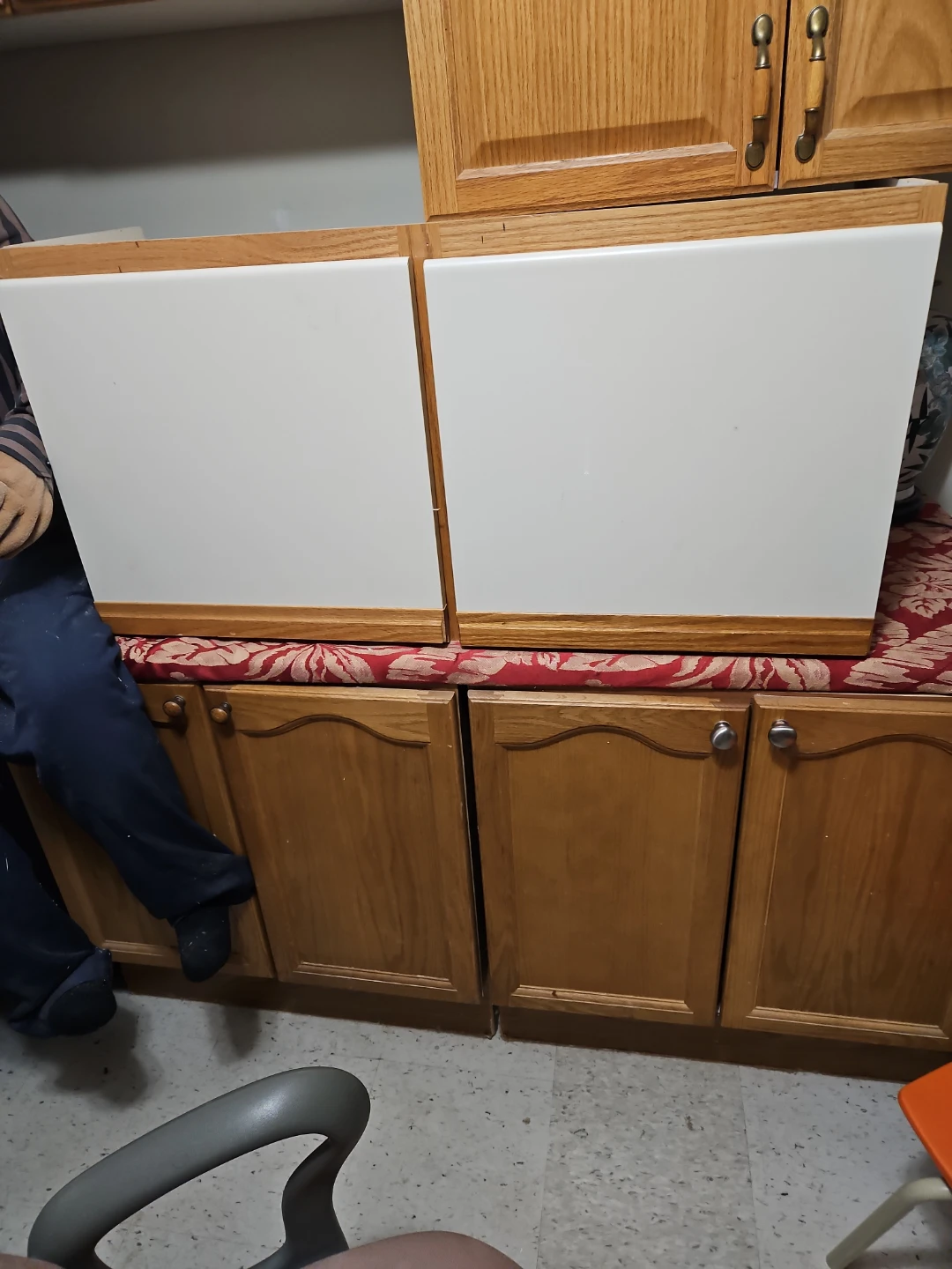 Two Oak and White Cabinet Doors