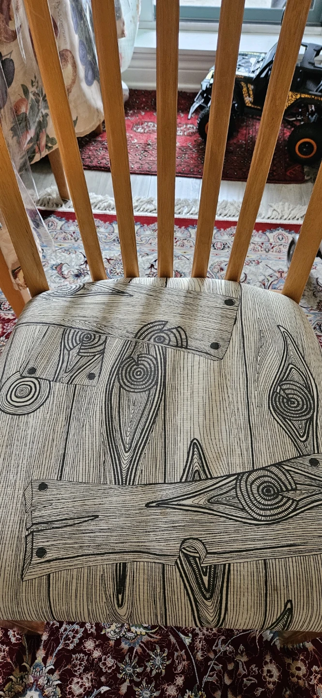 6-seater solid wood dining chair set with patterned seat🏈 - photo 3