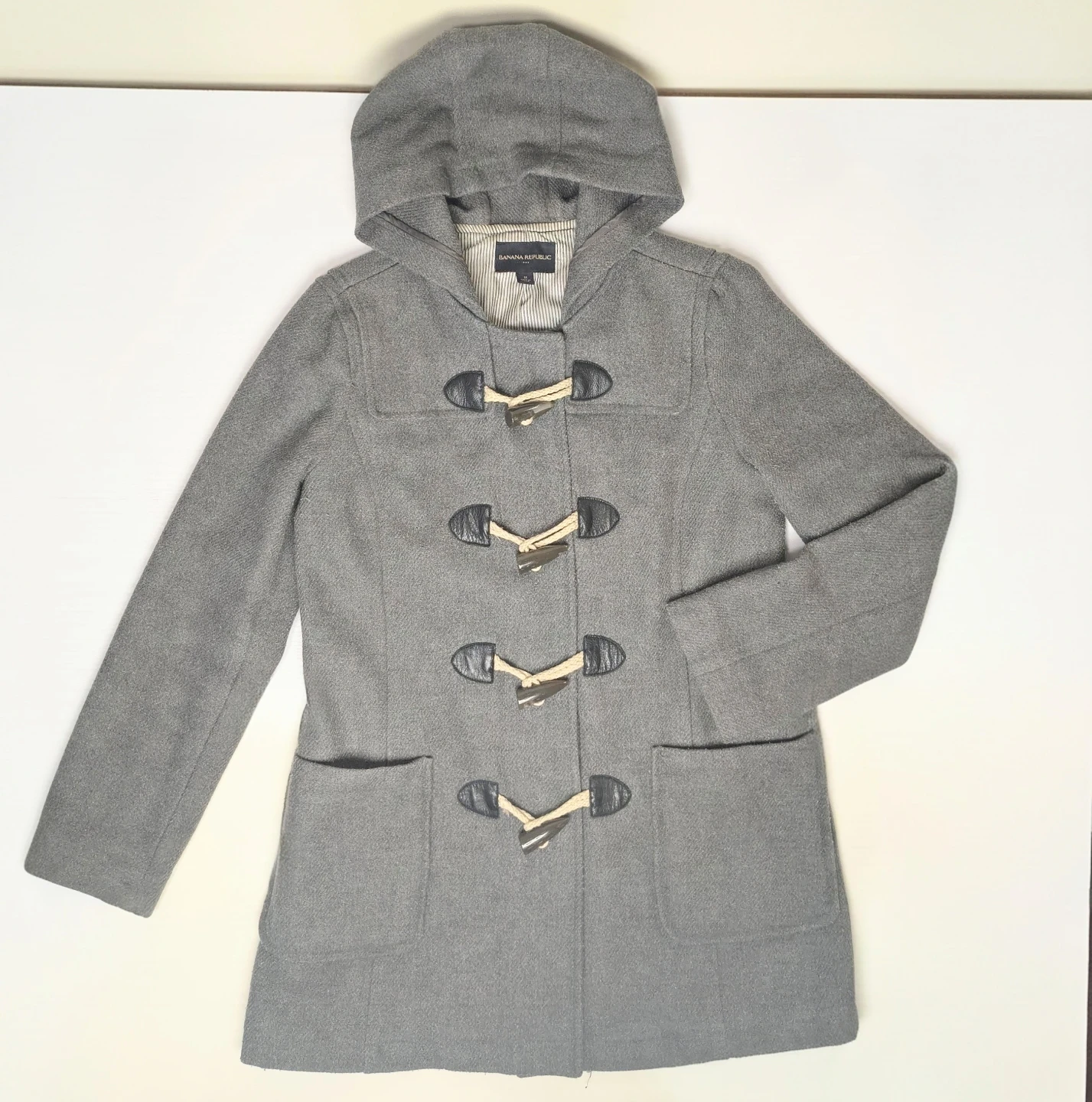 Banana Republic Grey Duffle Coat with Hood