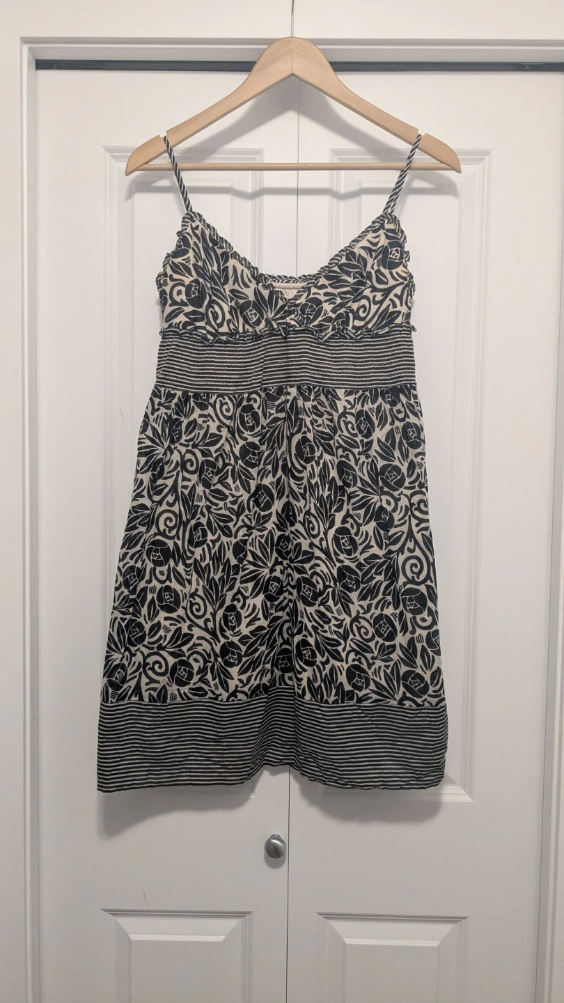 BCBGMAXAZRIA Black and White Cotton Floral Sundress