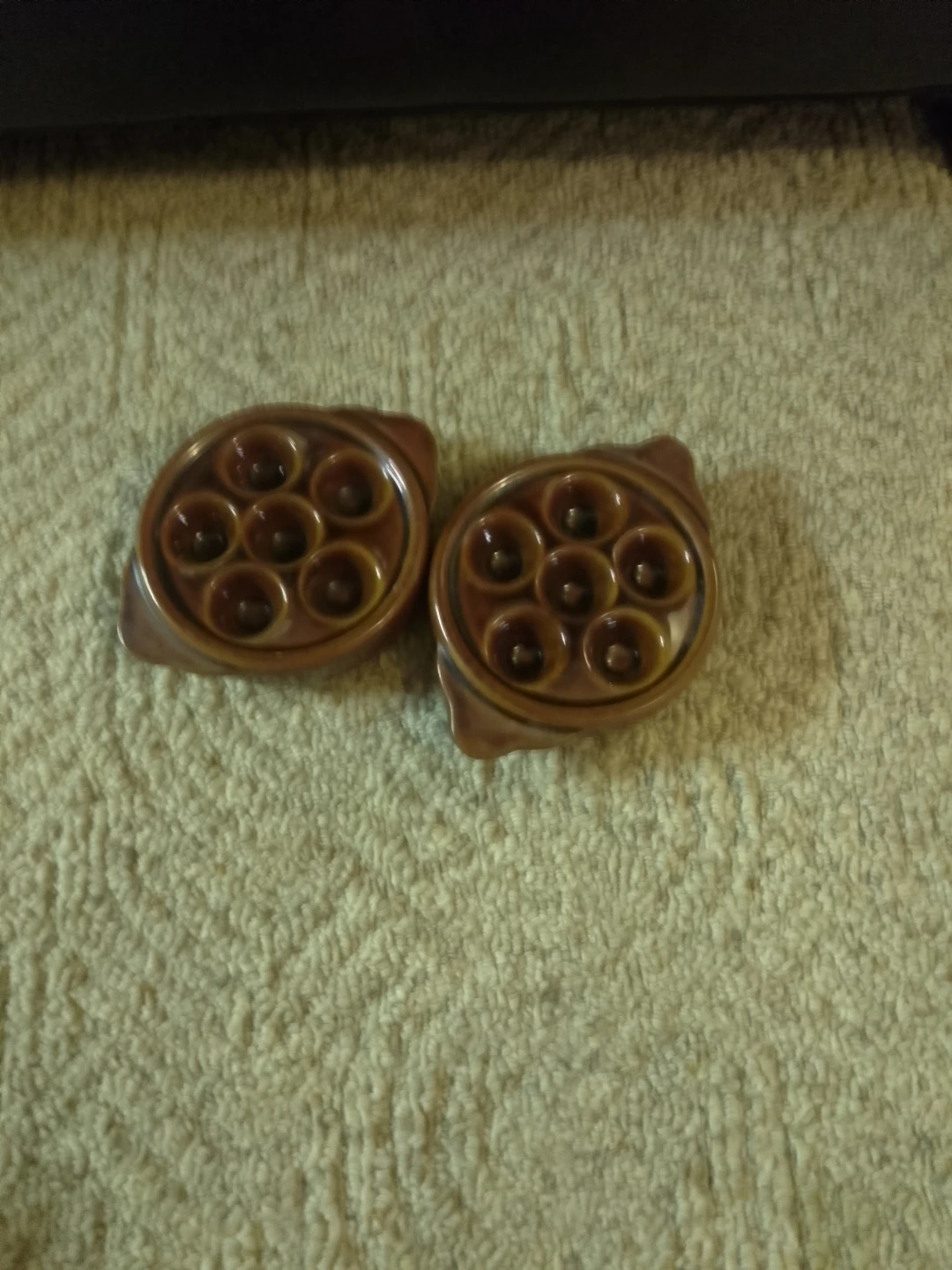 Set of Two Ceramic Escargot Dishes
