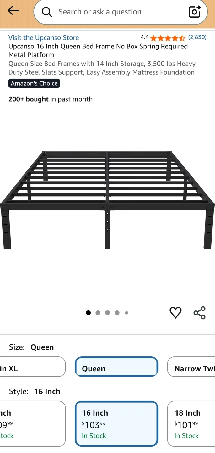 Queen size 16 Inch Metal Platform Bed Frame - photo 3