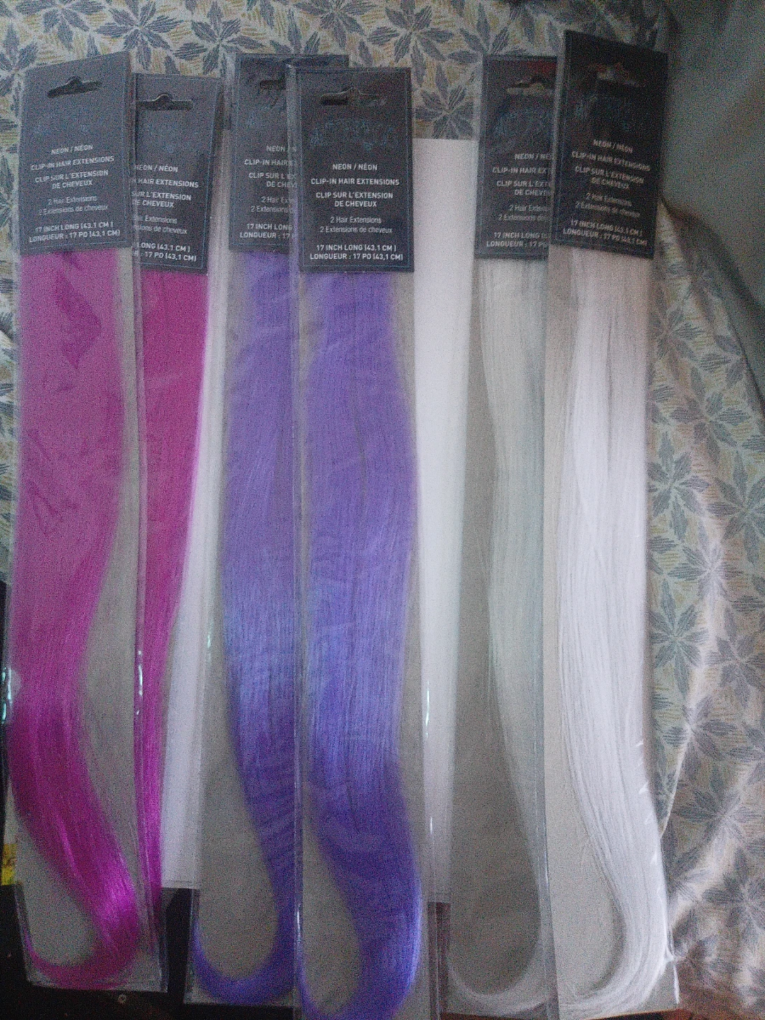 Neon Clip-In Hair Extensions, 6 Packs