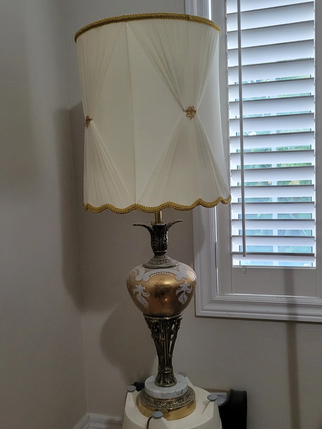 Vintage Brass and Marble Table Lamp