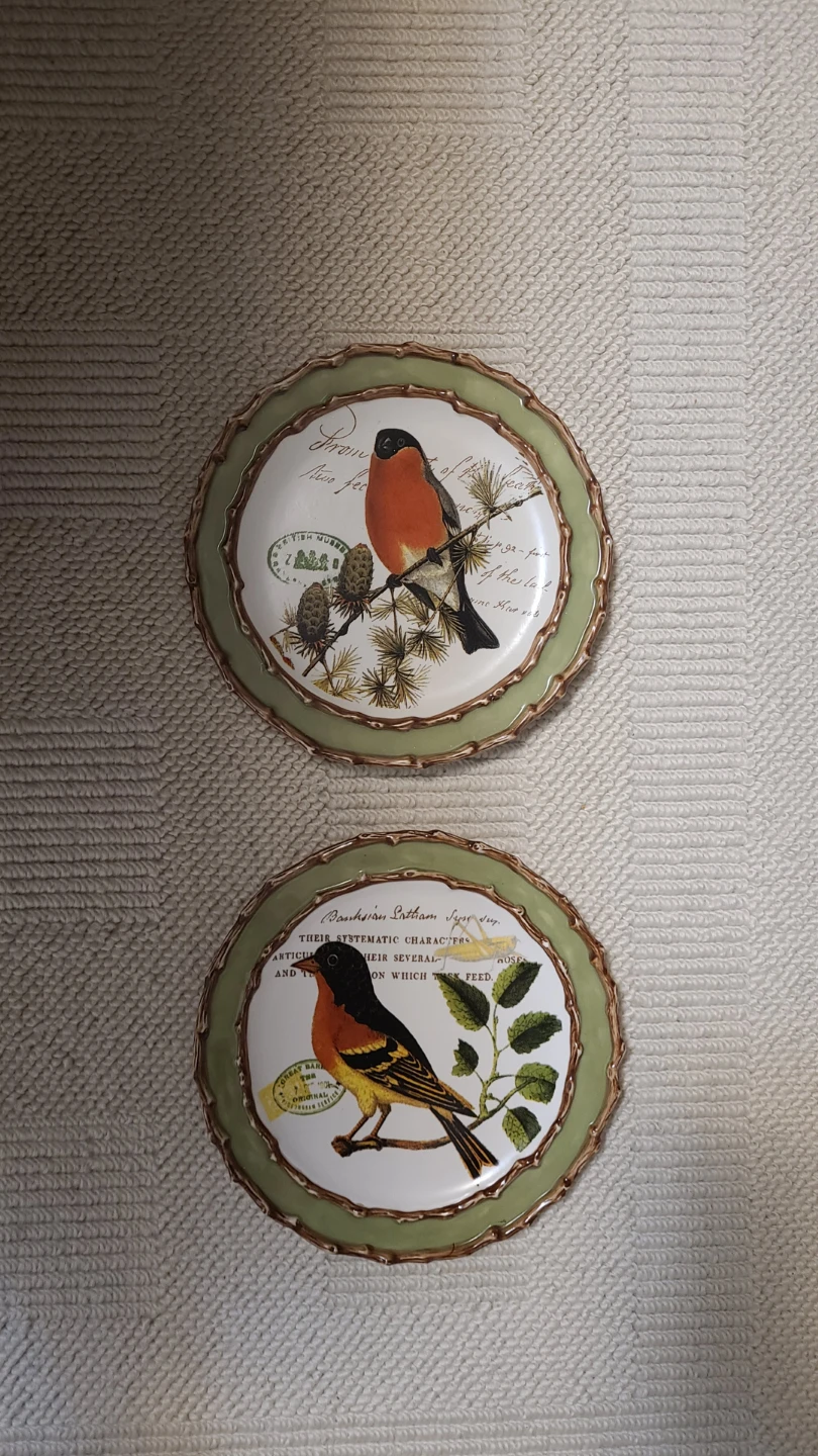 Set of 2 Vintage Bird Decorative Plates