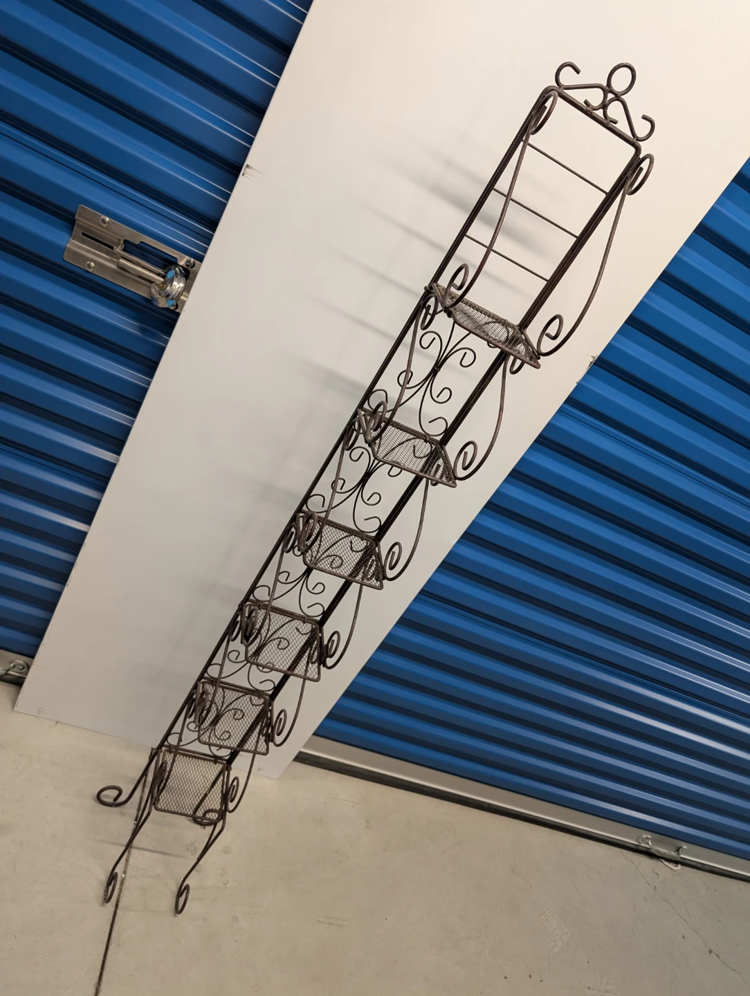 Tall Narrow Rod-Iron Collapsible Shelf