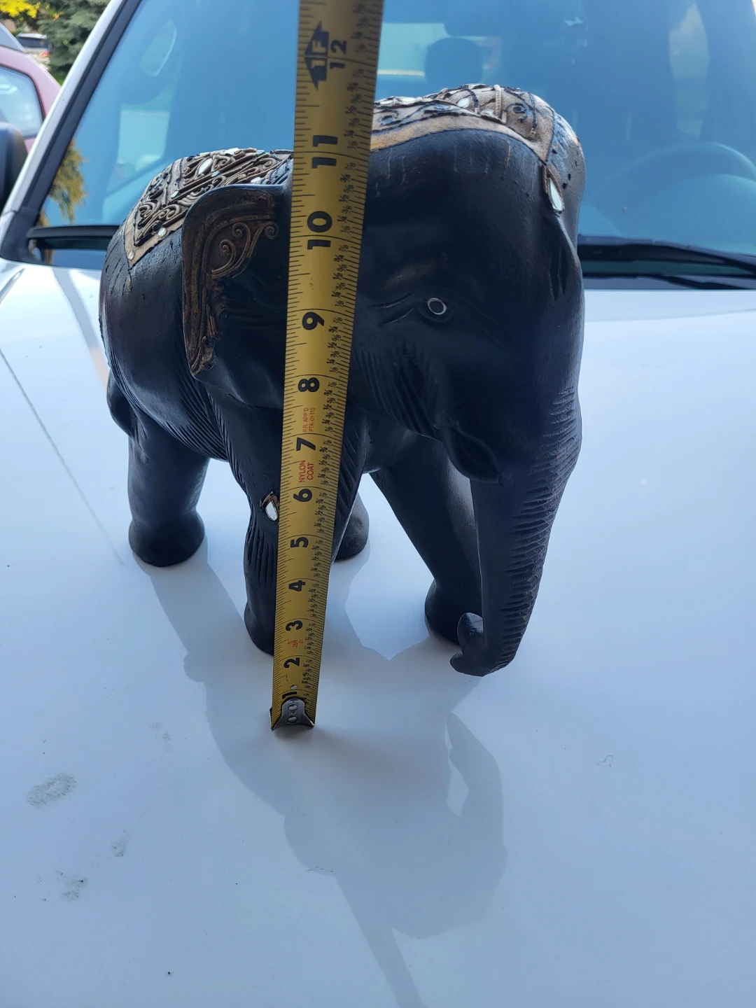 Decorative hand-carved wooden elephant statue - photo 3
