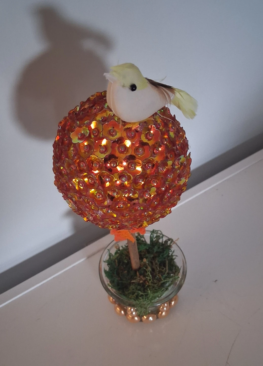 Handmade decorative artificial sequin topiary