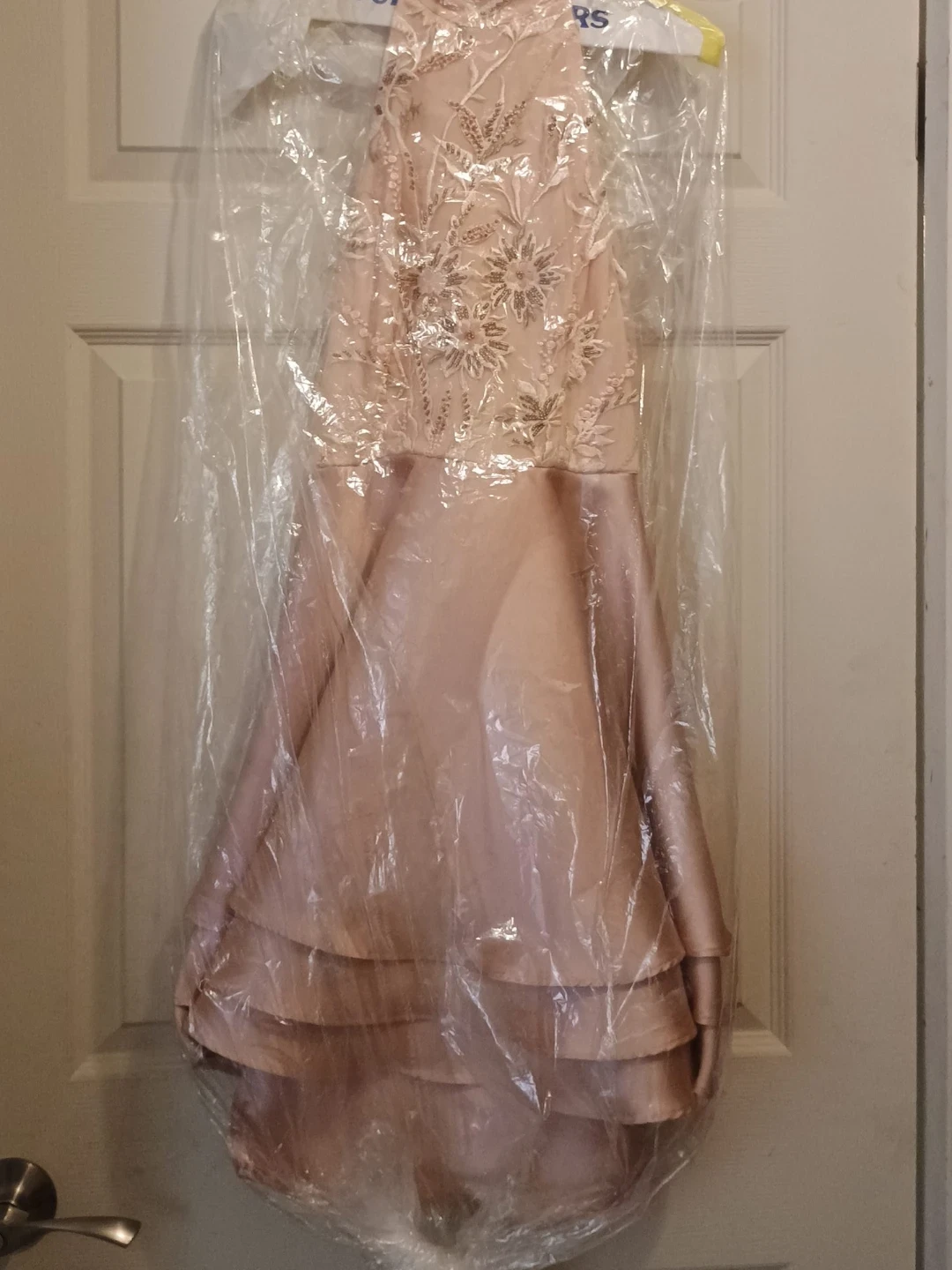 Le Chateau Champagne Floral Embroidered Halter Dress - photo 2
