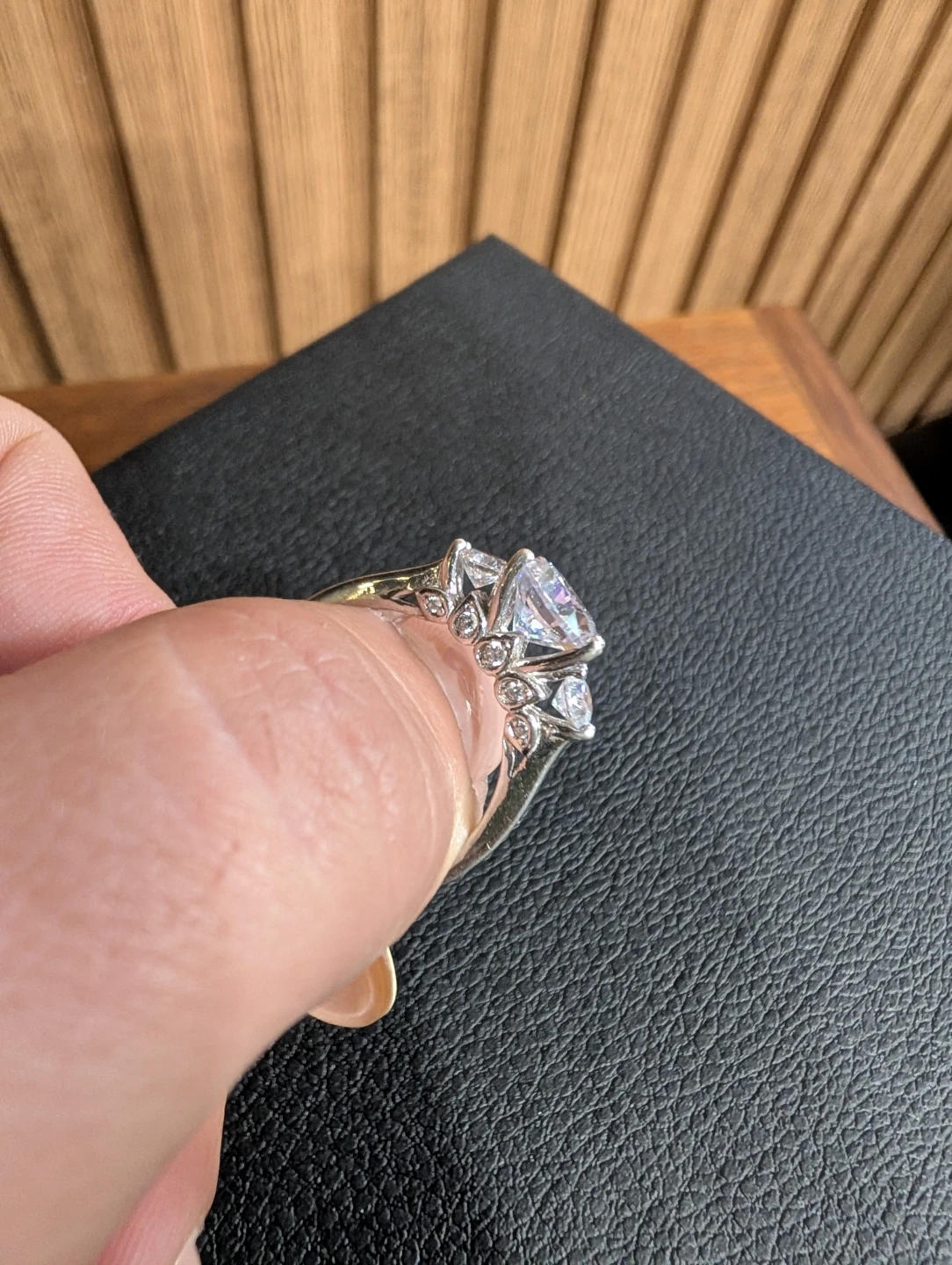 Three-stone cubic zirconia engagement ring