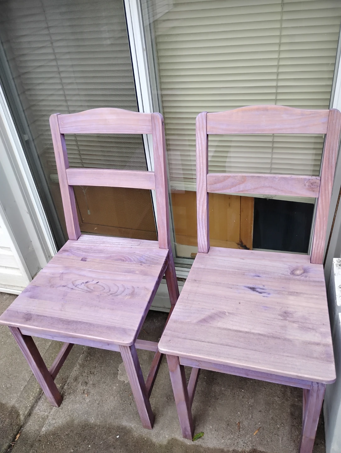 Two Purple Wooden Dining Chairs - photo 3