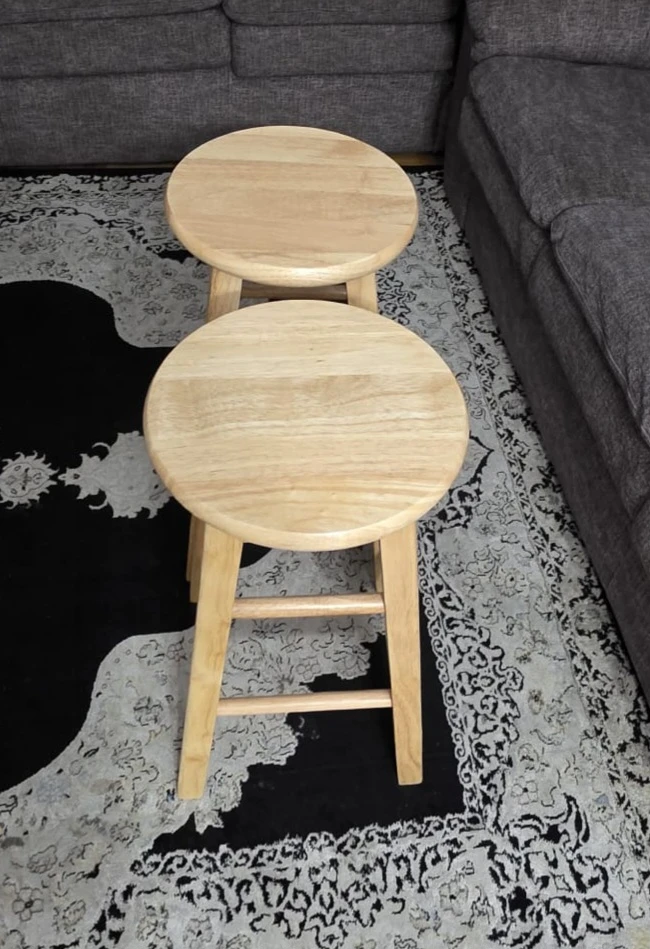 Two Wooden Bar Stools - photo 2