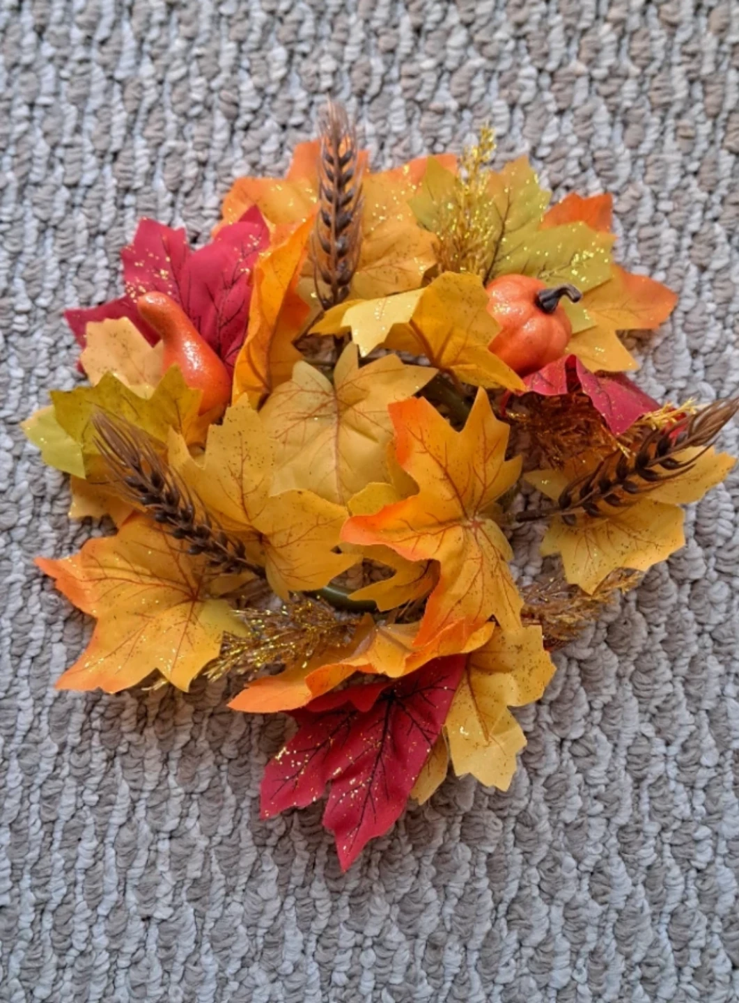 Autumn Leaf and Pumpkin Wreath