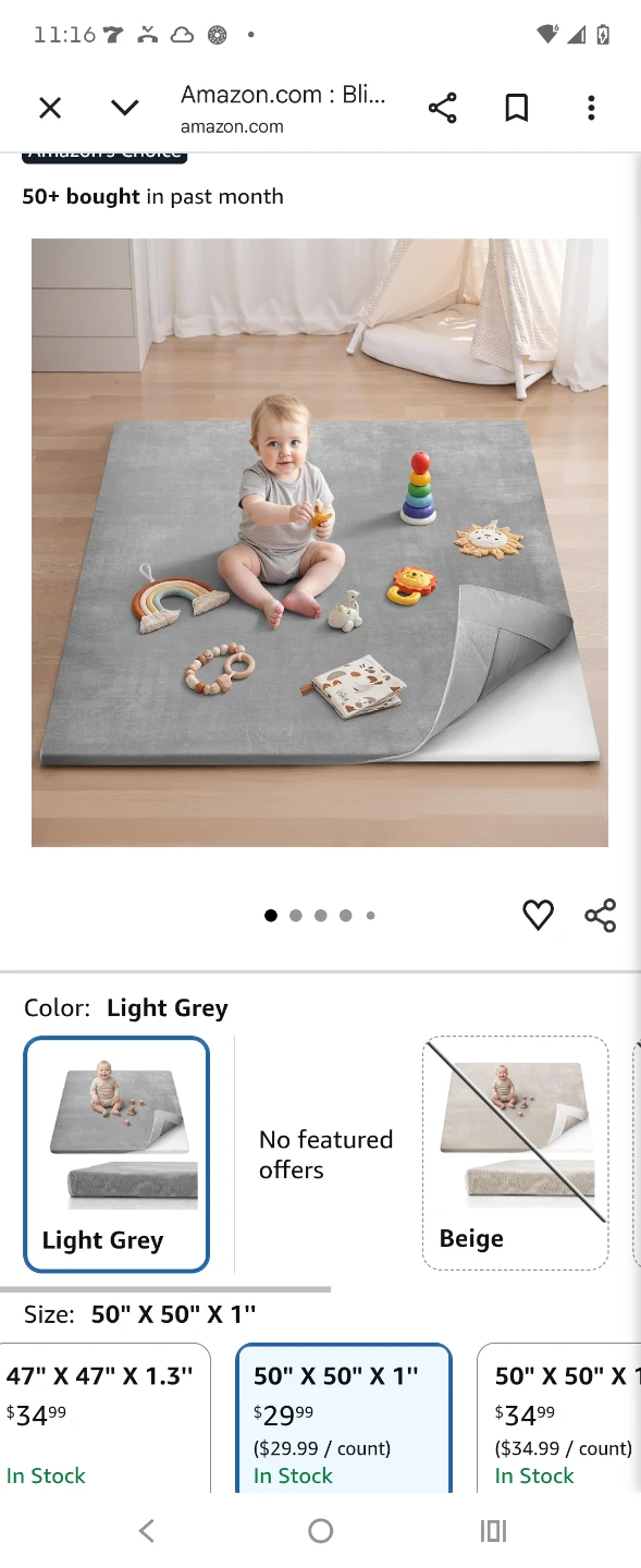 Blissful Diary Ultra Soft Baby Play Mat, 50x50 Floor Mat