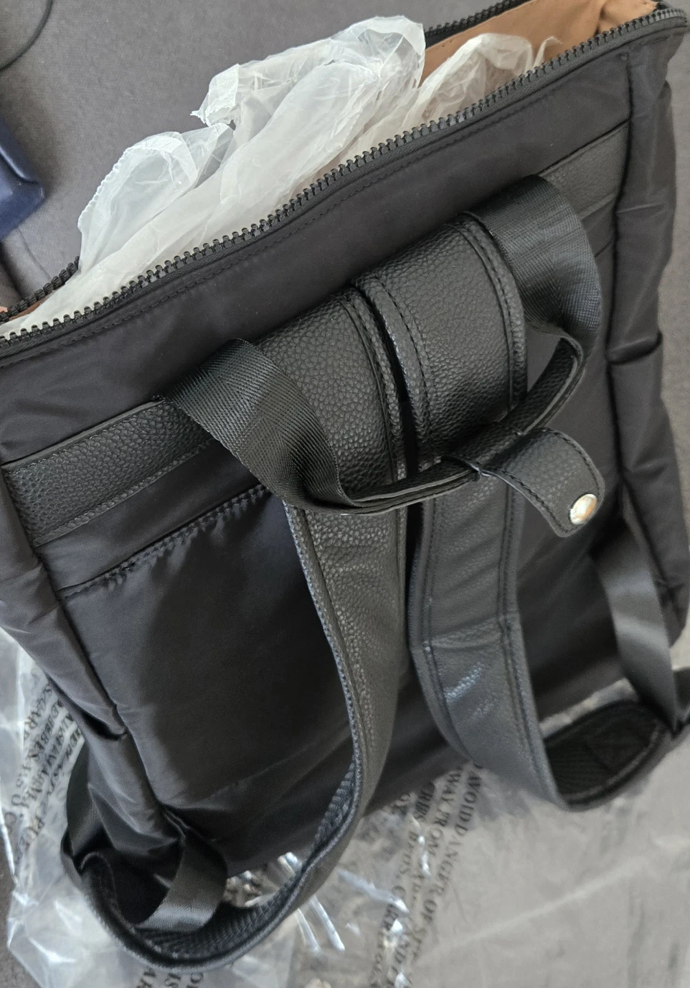New Black Nylon Convertible Backpack
