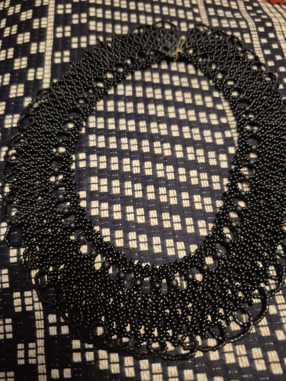 Black beaded collar necklace